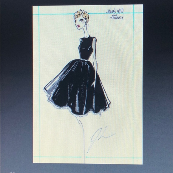 NWT Jason Wu Blk Flared Dress w/ Nude Patent Belt - Picture 7 of 8